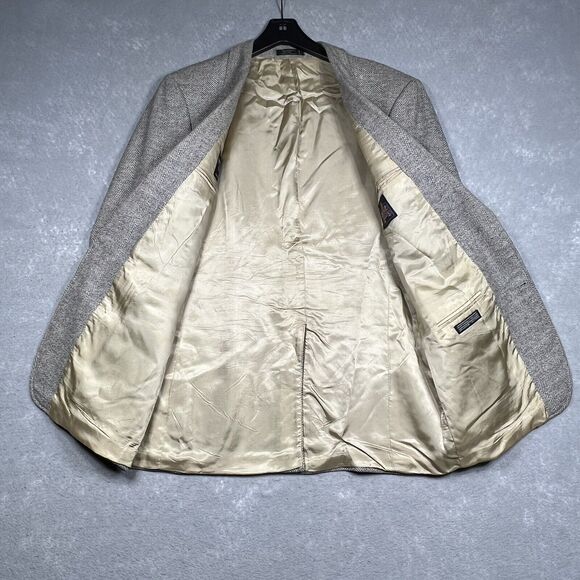 VTG Vittorio Rex Blazer Jacket Men’s 42R Beige Tweed Lambswool Front Two Button - Picture 3 of 10